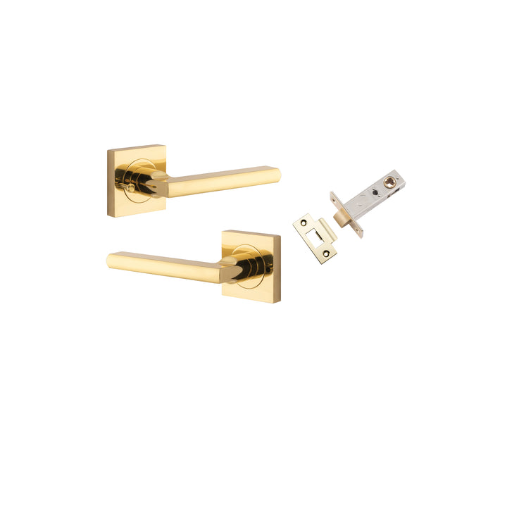 Baltimore Lever - Square Rose (Inbuilt Privacy) Polished Brass