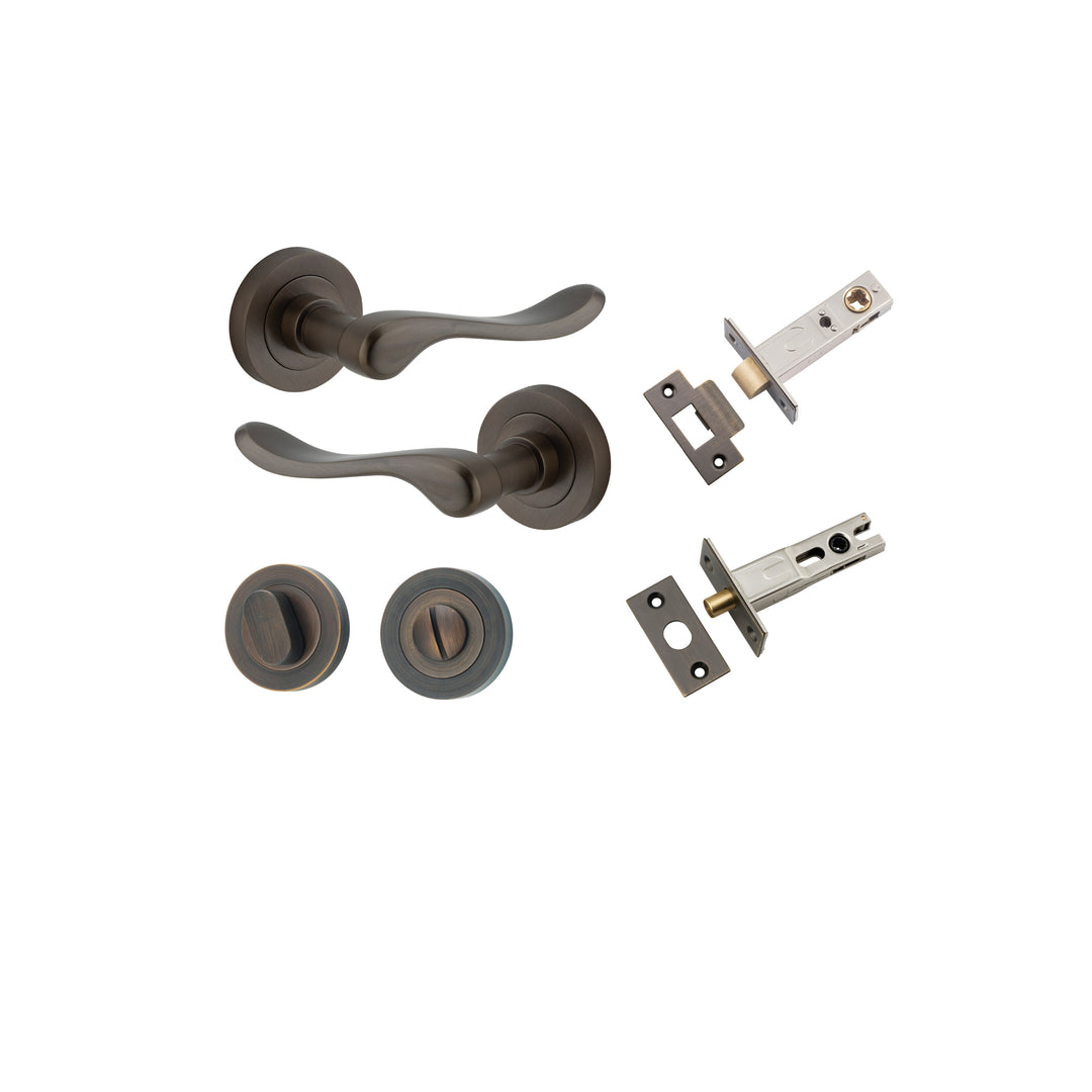 Stirling Lever - Round Rose Privacy Kit with Separate Privacy Turn Signature Brass