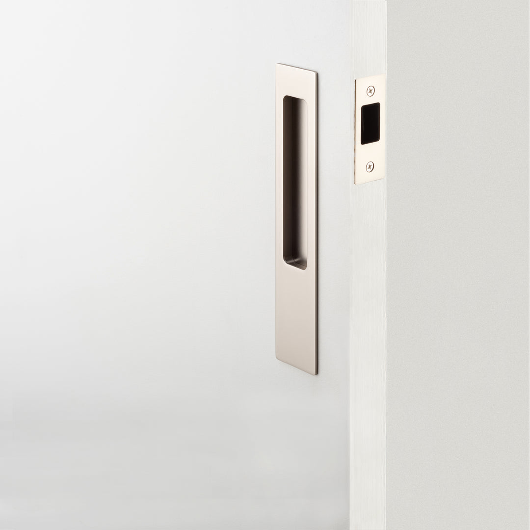 Rectangular Sliding Door Pull Passage Kit Satin Nickel