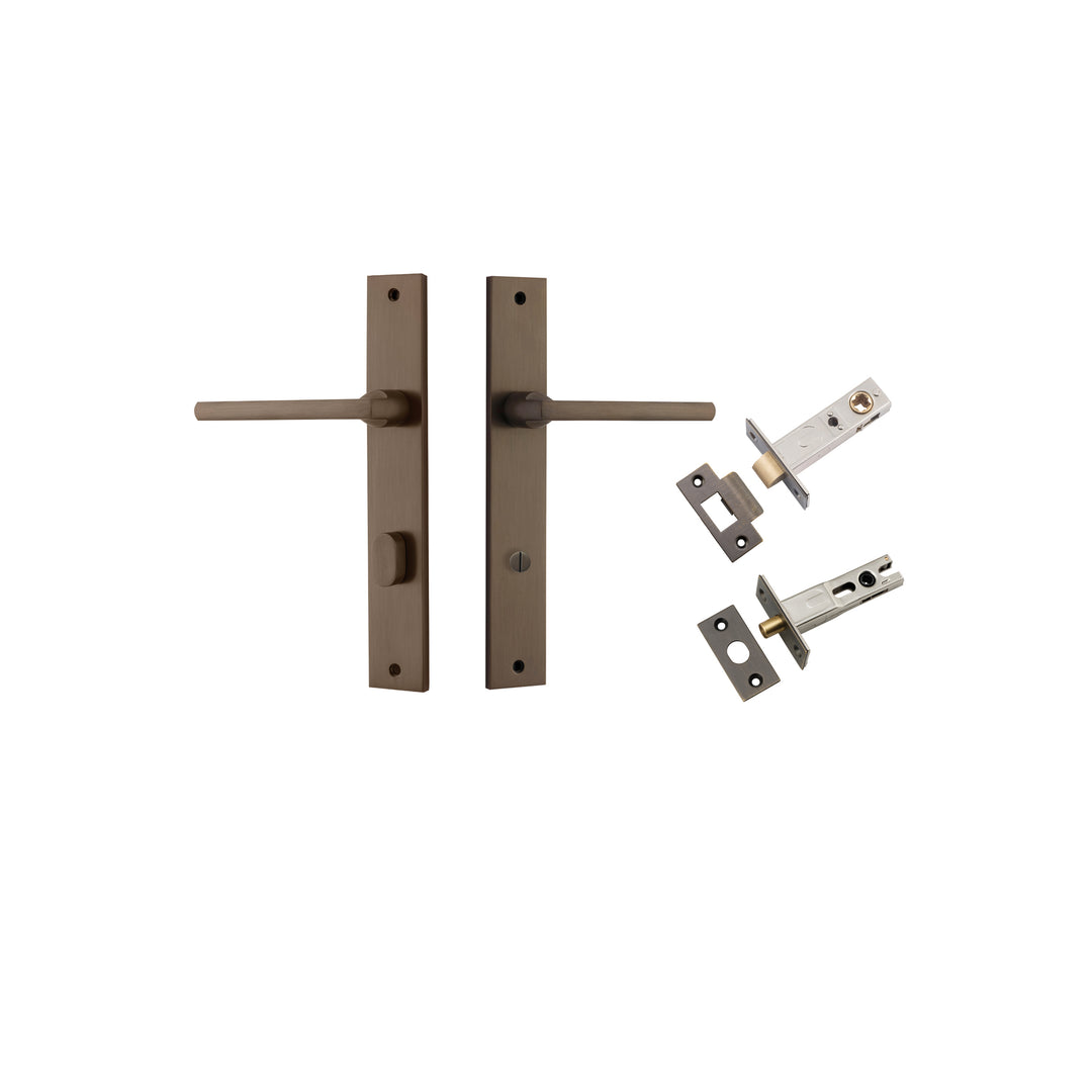 Baltimore Lever - Rectangular Backplate Privacy Kit with Privacy Turn Signature Brass