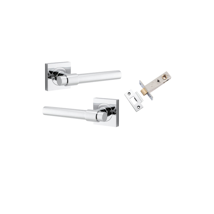 Helsinki Lever - Square Rose (Inbuilt Privacy) Polished Chrome