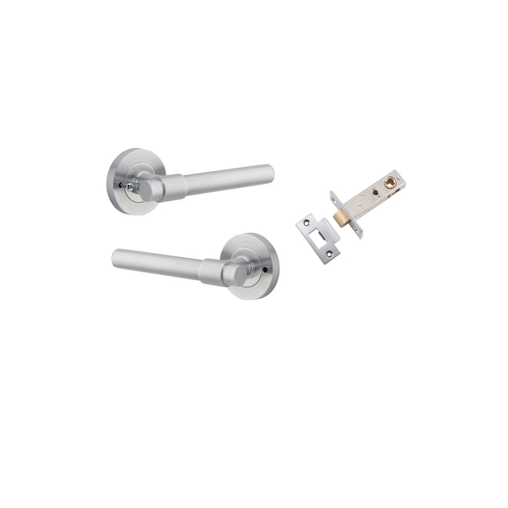 Helsinki Lever - Round Rose (Inbuilt Privacy) Brushed Chrome