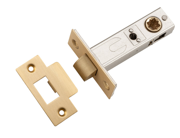 Hard Sprung Split Cam Tube Latch - 60mm Backset Brushed Brass