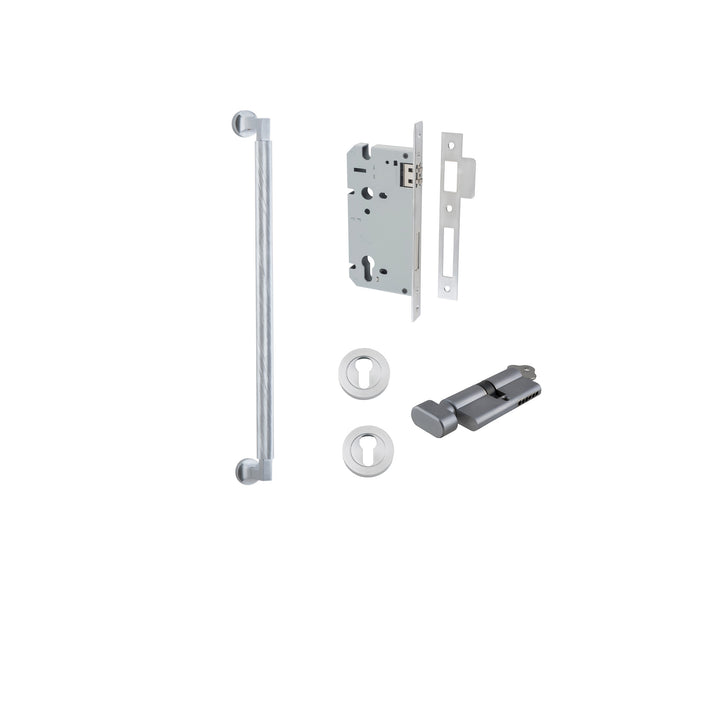 Brunswick Pull Handle - 450mm Entrance Kit with Separate High Security Lock Brushed Chrome
