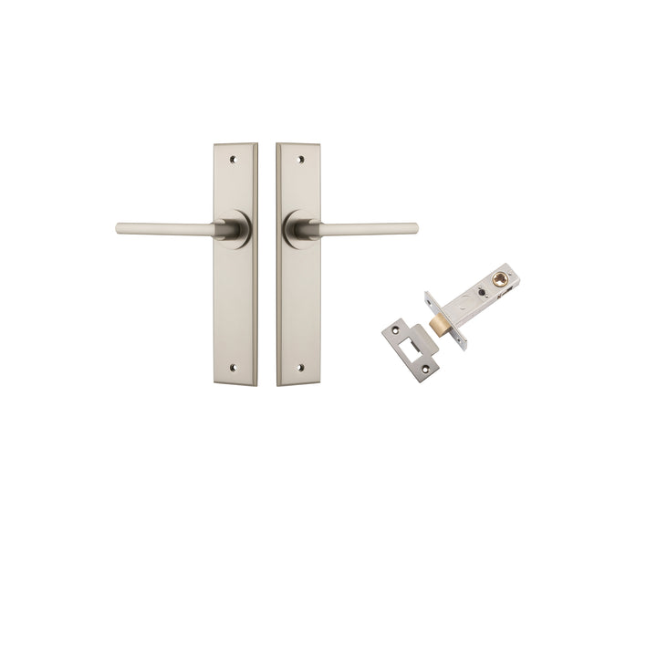 Baltimore Lever - Chamfered Backplate Passage Kit Satin Nickel