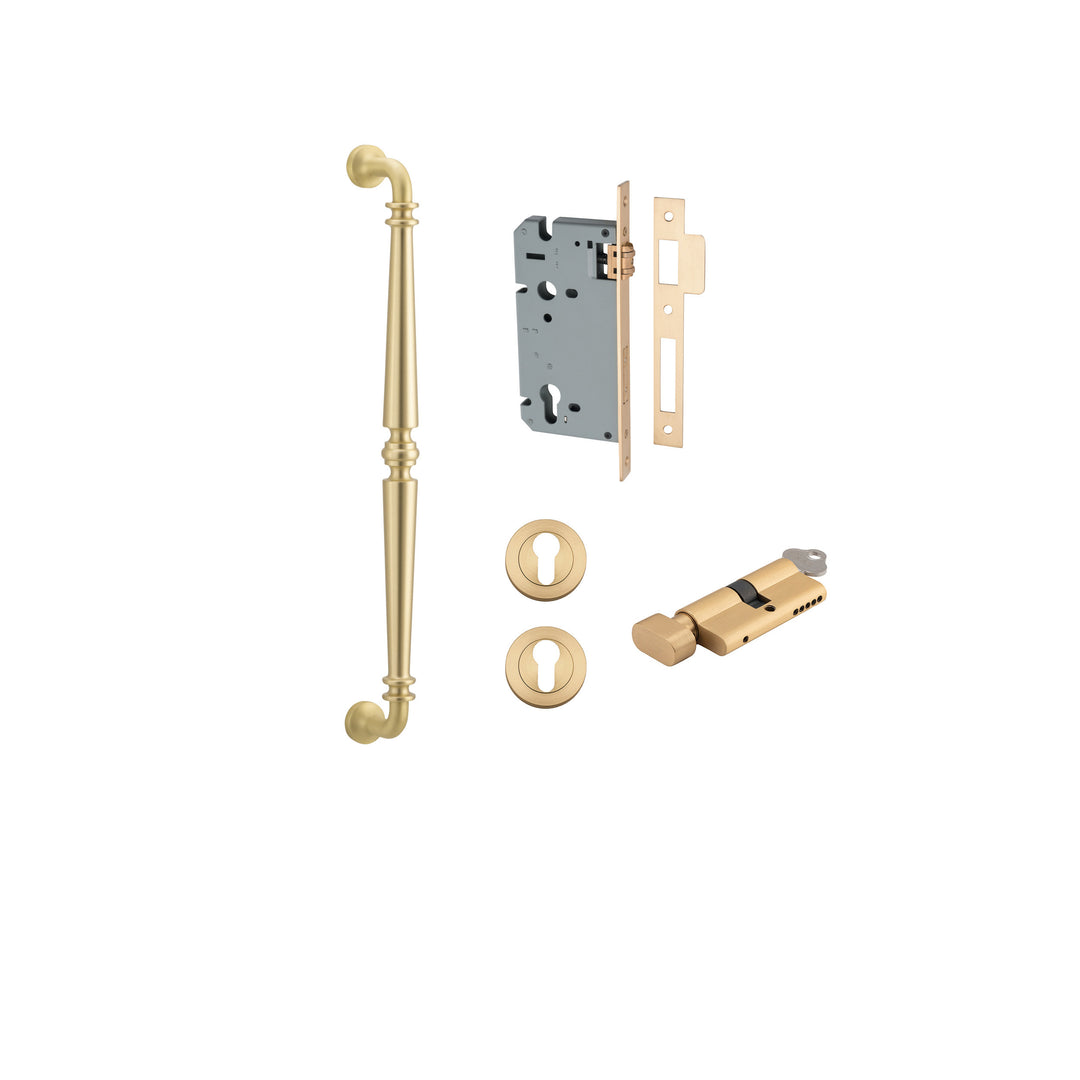 Sarlat Pull Handle - 450mm Entrance Kit with Separate High Security Lock Brushed Gold PVD