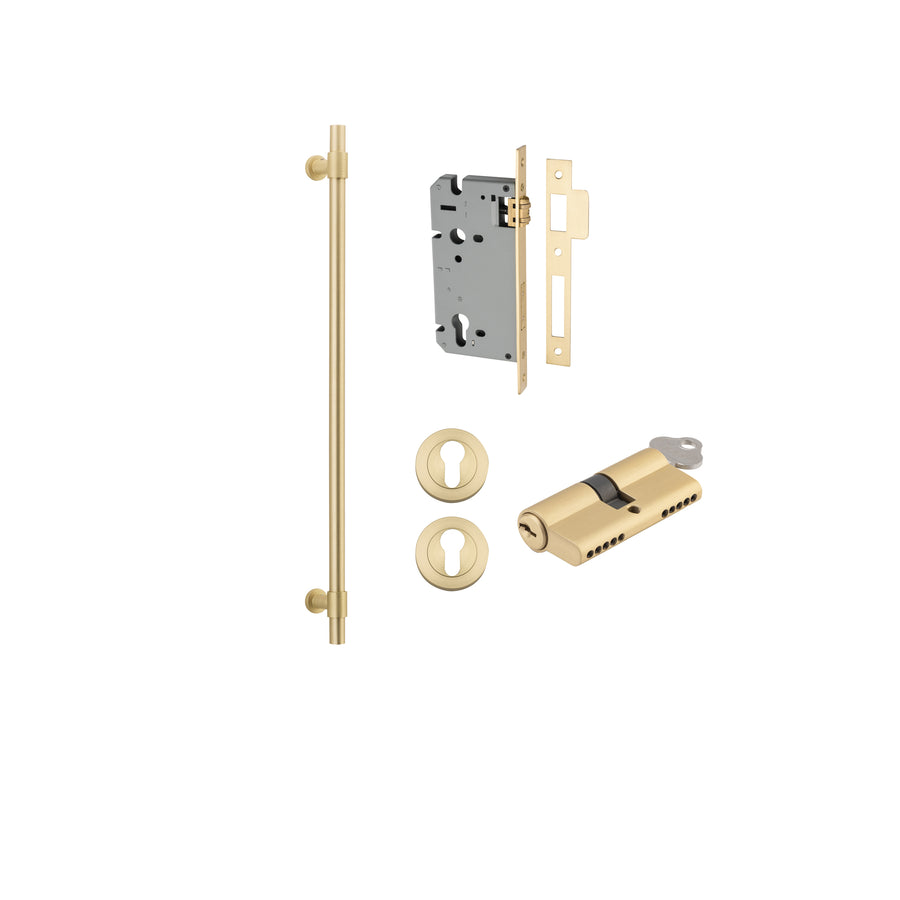 Helsinki Pull Handle - 600mm Entrance Kit with Separate High Security Lock Brushed Gold PVD