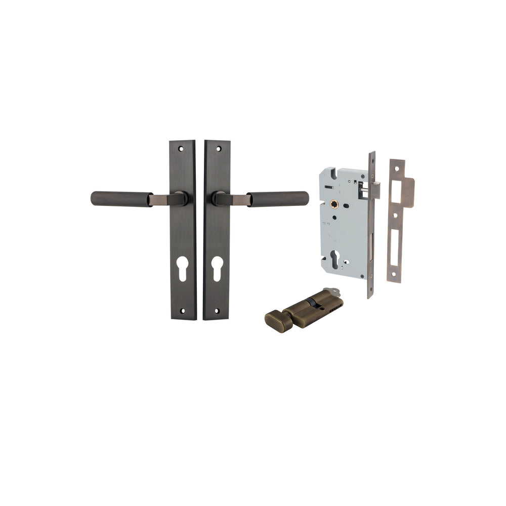 Brunswick Lever - Rectangular Backplate Entrance Kit with High Security Lock Signature Brass