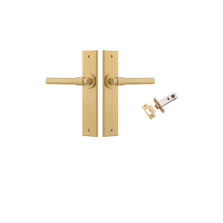 Helsinki Lever - Chamfered Backplate Passage Kit Brushed Brass