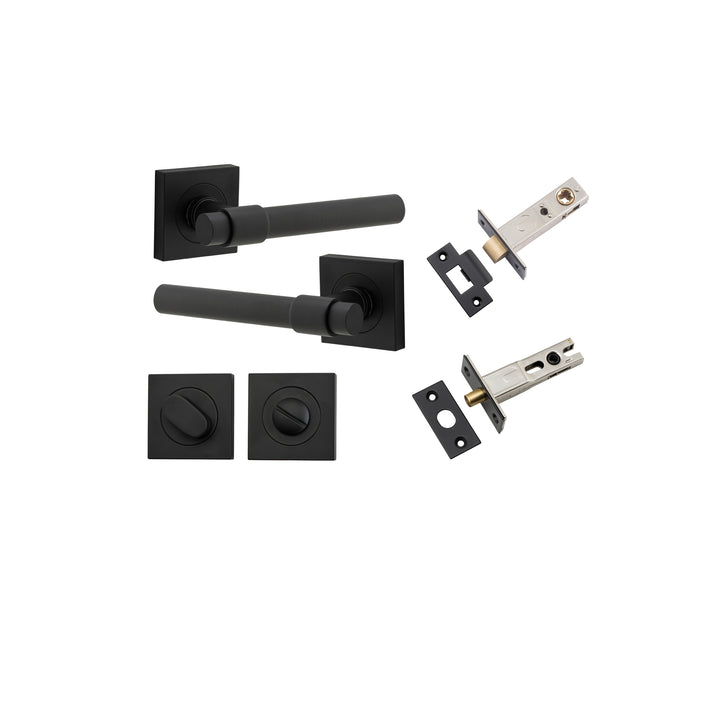 Helsinki Lever - Square Rose Privacy Kit with Separate Privacy Turn Matt Black