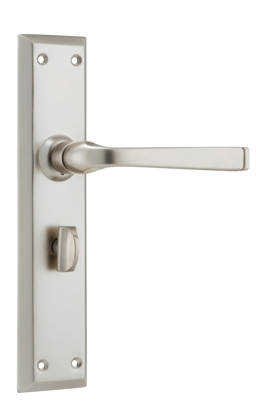 Door Lever Menton Privacy Pair Satin Nickel H225xW50xP75mm with privacy adaptor