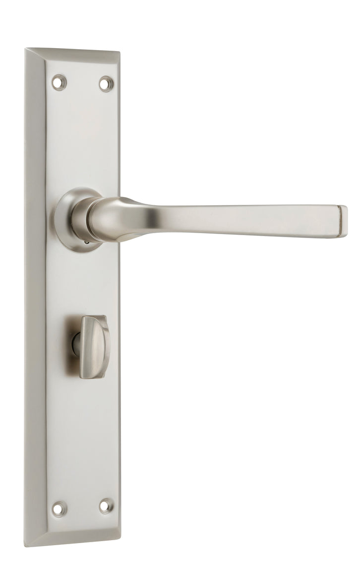 Door Lever Menton Privacy Pair Satin Nickel H225xW50xP75mm with privacy adaptor
