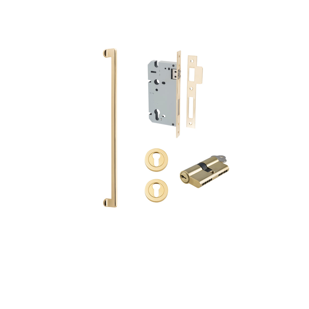Baltimore Pull Handle - 600mm Entrance Kit with Separate High Security Lock Polished Brass