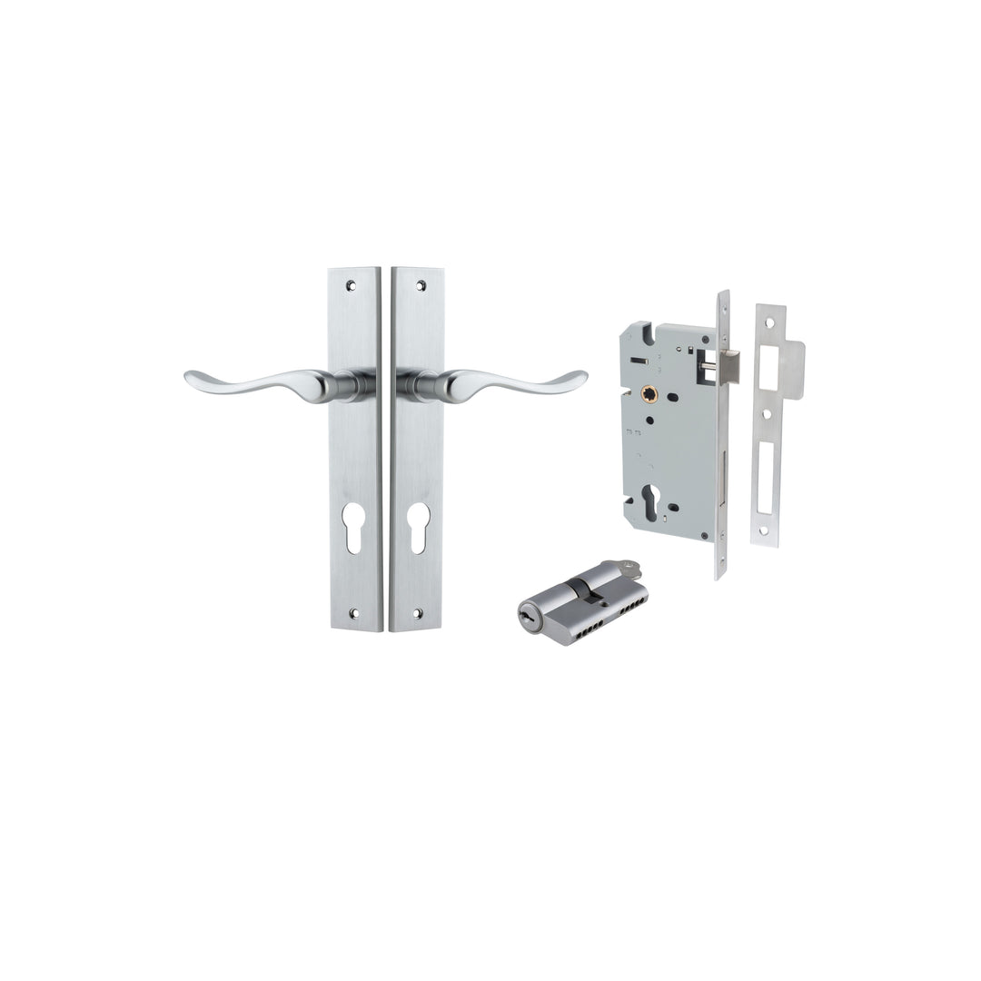Stirling Lever - Rectangular Backplate Entrance Kit with High Security Lock Brushed Chrome