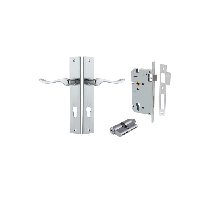 Stirling Lever - Rectangular Backplate Entrance Kit with High Security Lock Brushed Chrome