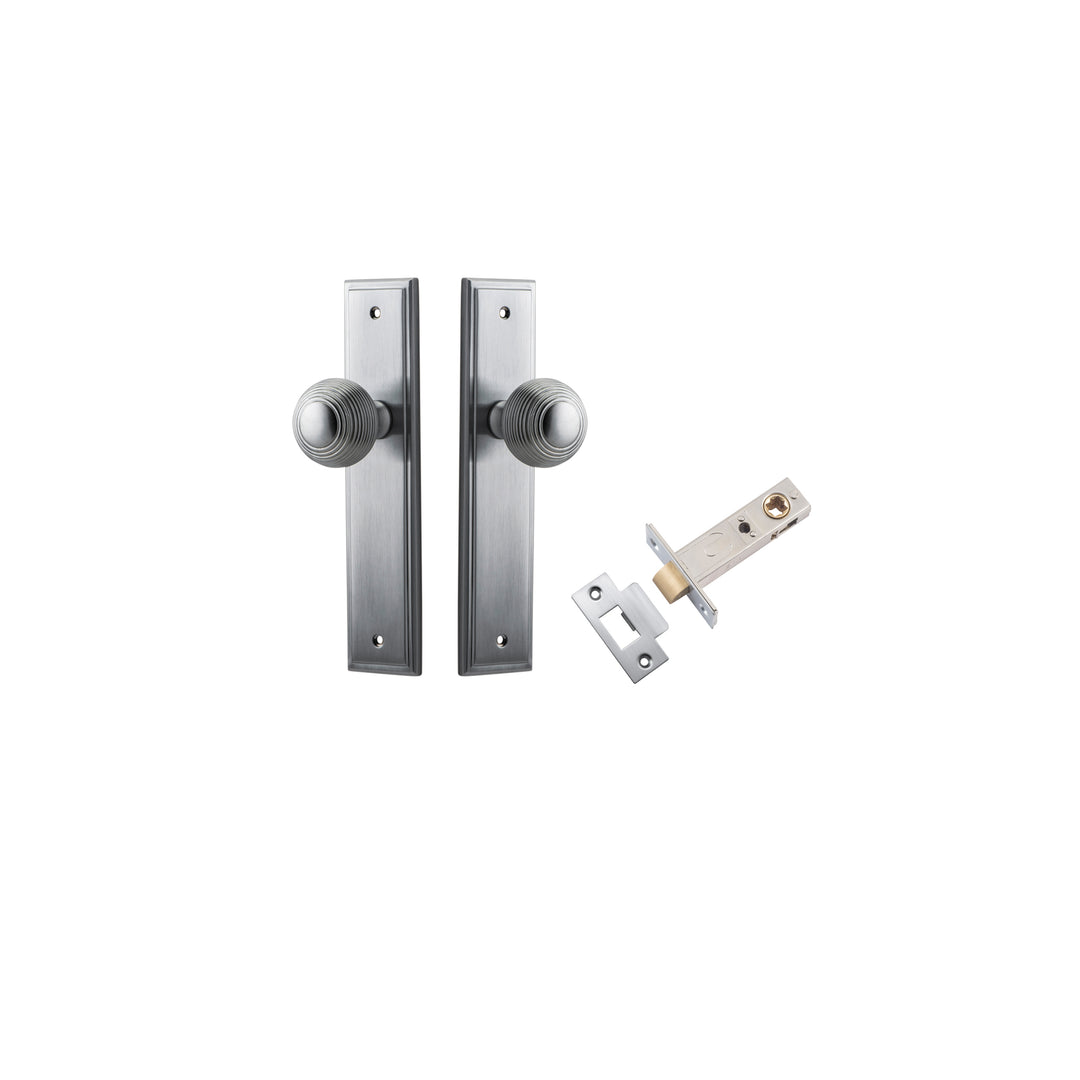 Guildford Knob - Stepped Backplate Passage Kit Brushed Chrome