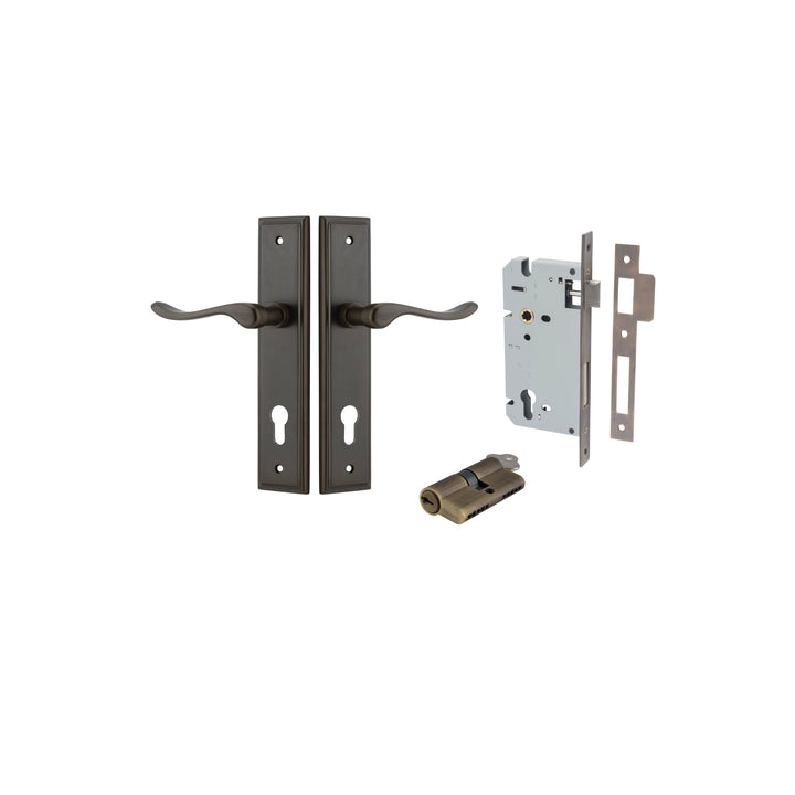 Stirling Lever - Stepped Backplate Entrance Kit with High Security Lock Signature Brass