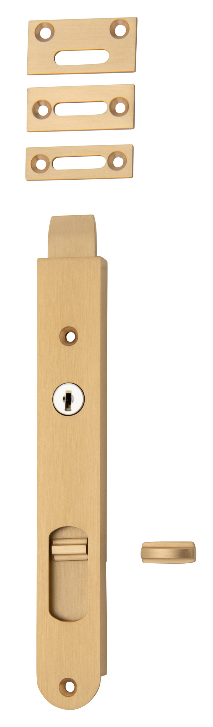 Locking Flush Bolt - 200mm Brushed Brass