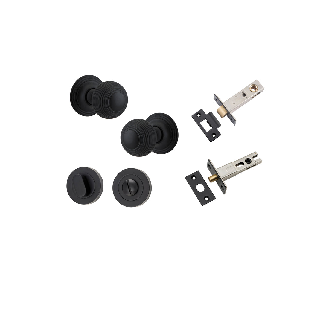 Guildford Knob - Round Rose Privacy Kit with Separate Privacy Turn Matt Black