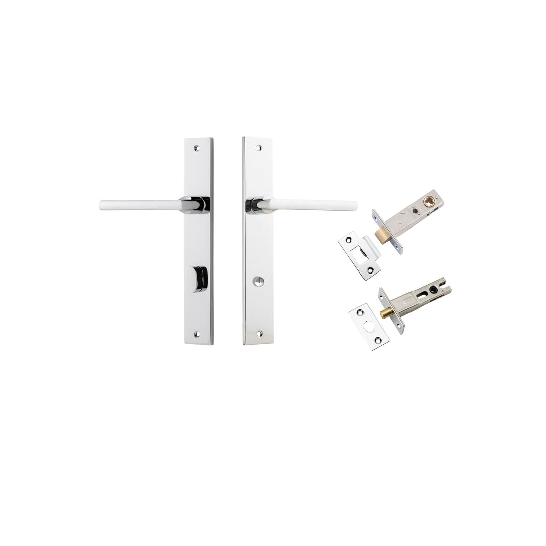 Baltimore Lever - Rectangular Backplate Privacy Kit with Privacy Turn Polished Chrome