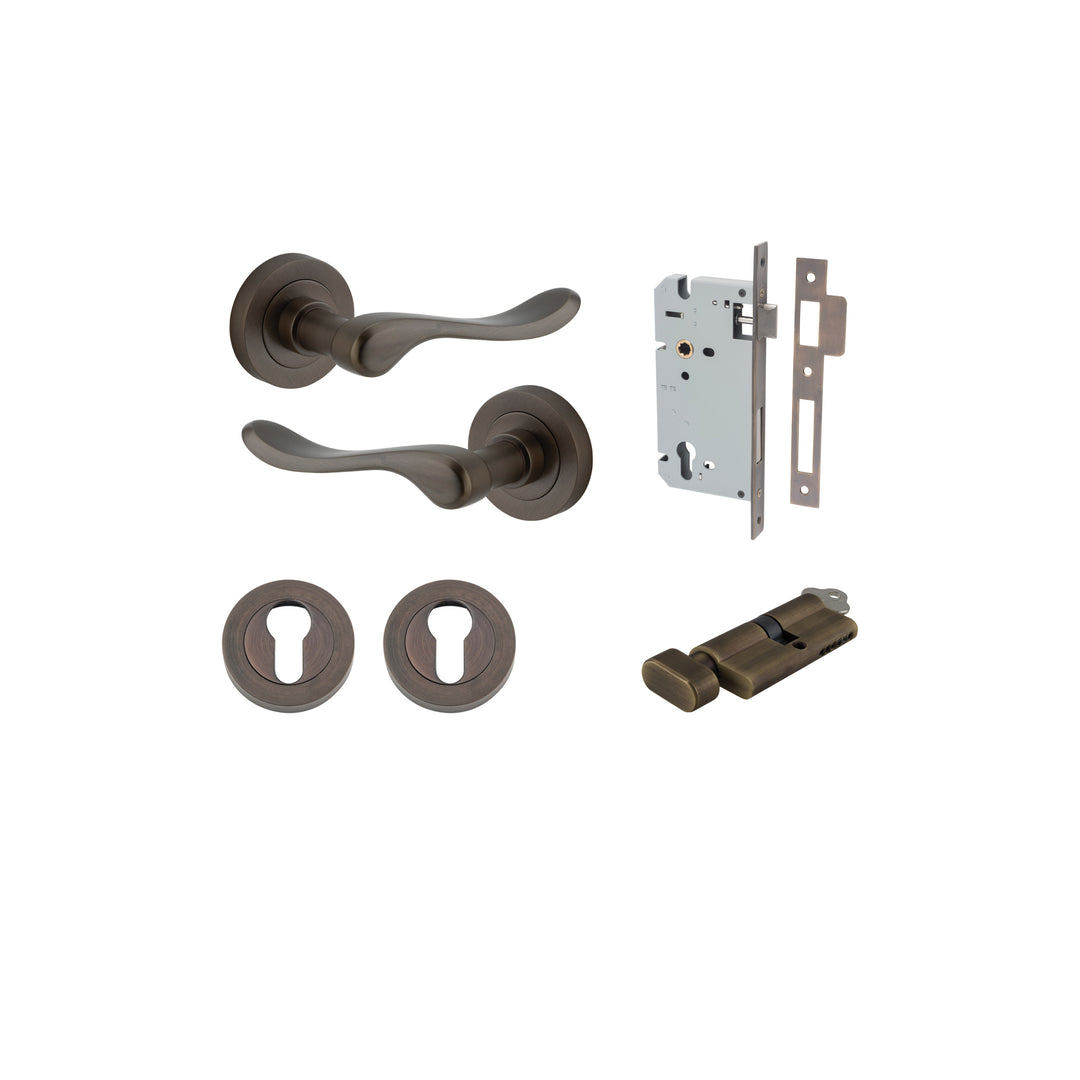 Stirling Lever - Round Rose Entrance Kit with Separate High Security Lock Signature Brass