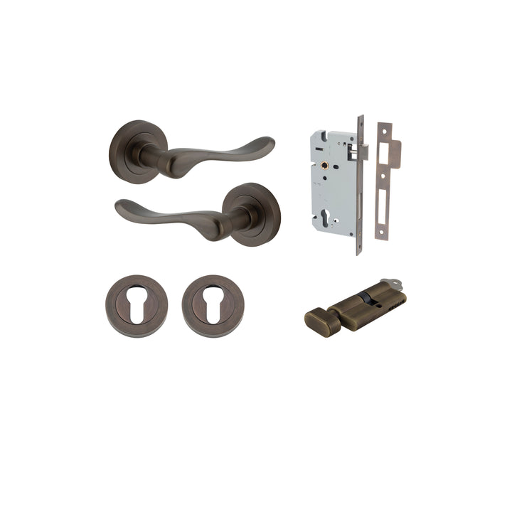 Stirling Lever - Round Rose Entrance Kit with Separate High Security Lock Signature Brass