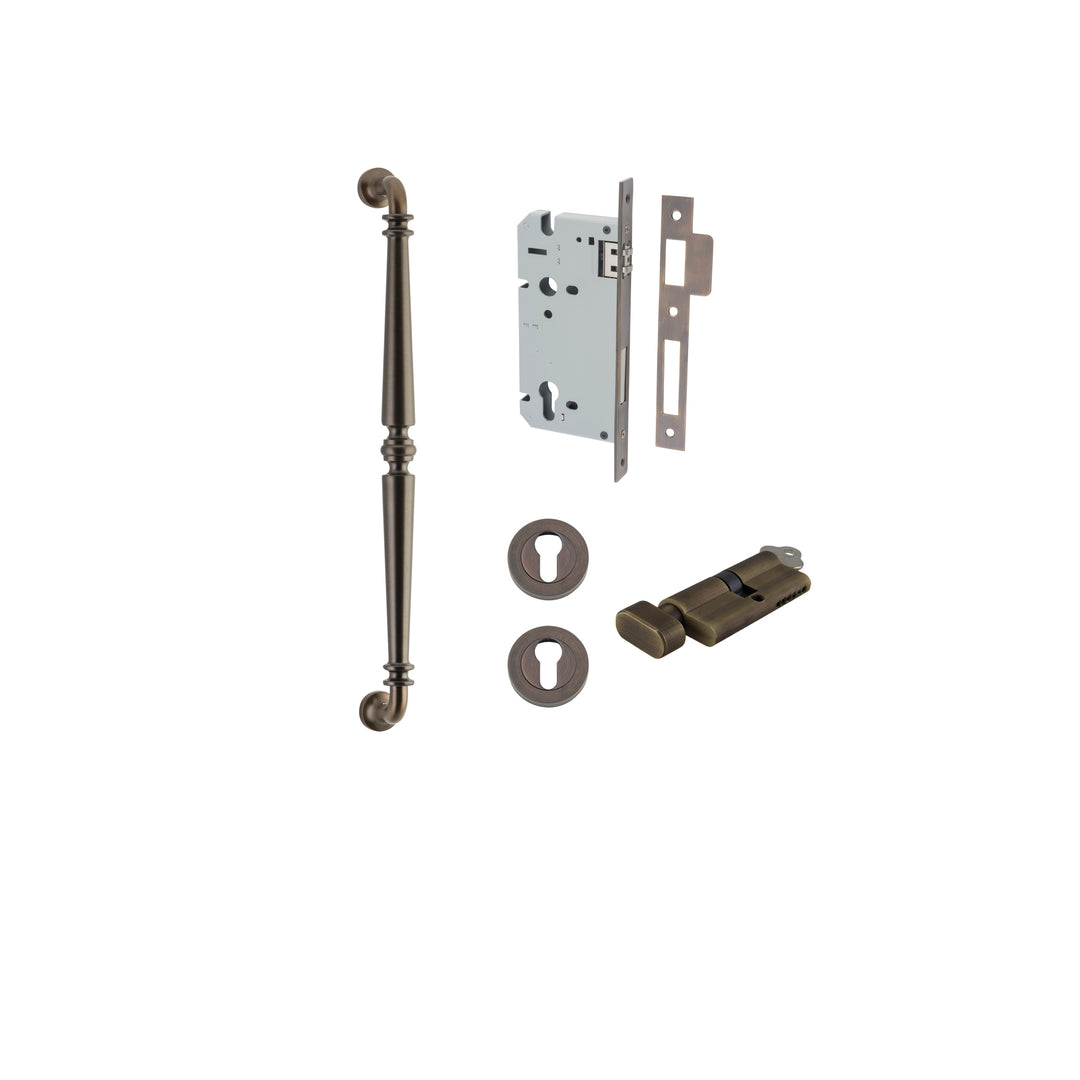 Sarlat Pull Handle - 450mm Entrance Kit with Separate High Security Lock Signature Brass