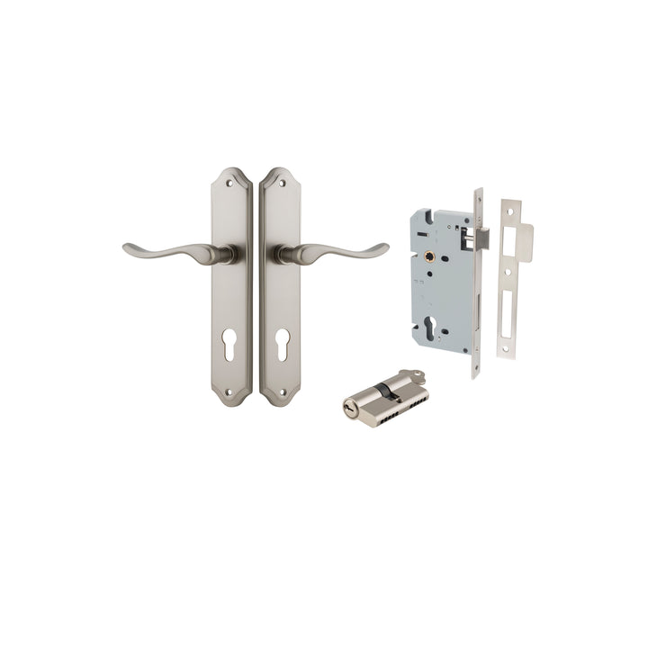 Stirling Lever - Shouldered Backplate Entrance Kit with High Security Lock Satin Nickel