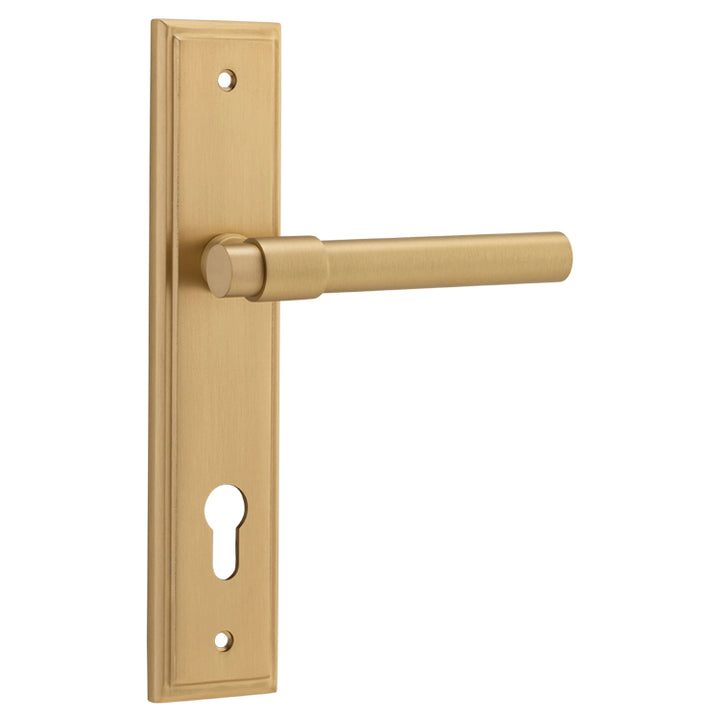 Helsinki Lever - Stepped Backplate Brushed Brass