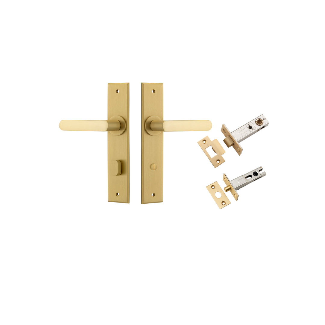 Osaka Lever - Chamfered Backplate Privacy Kit with Privacy Turn Brushed Gold PVD