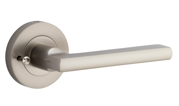 Baltimore Lever - Round Rose (Inbuilt Privacy) Satin Nickel