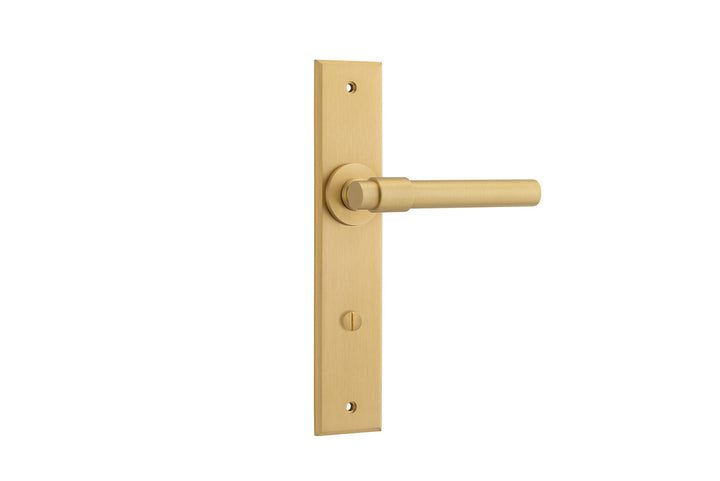 Helsinki Lever - Chamfered Backplate Brushed Brass