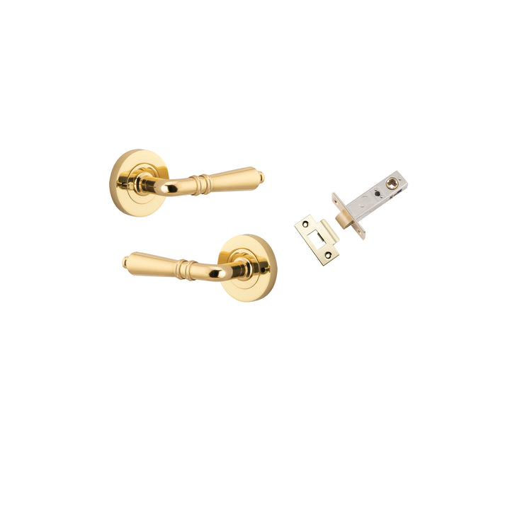 Sarlat Lever - Round Rose (Inbuilt Privacy) Polished Brass