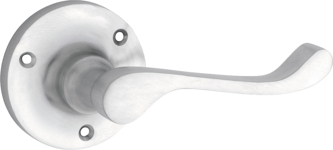 Door Lever Victorian Round Rose Pair Satin Chrome D63xP59mm