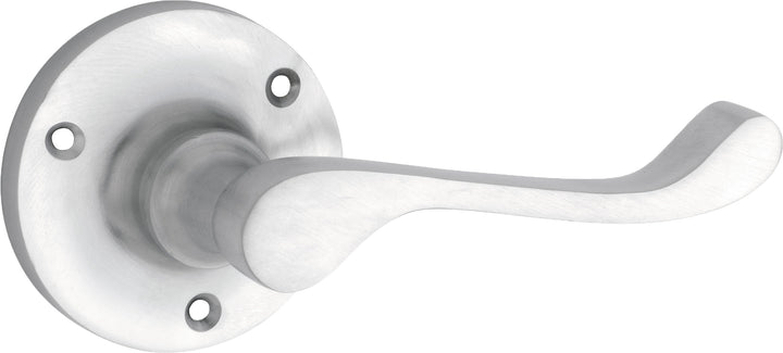 Door Lever Victorian Round Rose Pair Satin Chrome D63xP59mm
