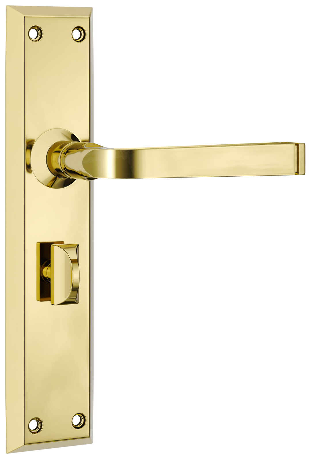 Door Lever Menton Privacy Pair Polished Brass H225xW50xP75mm with privacy adaptor