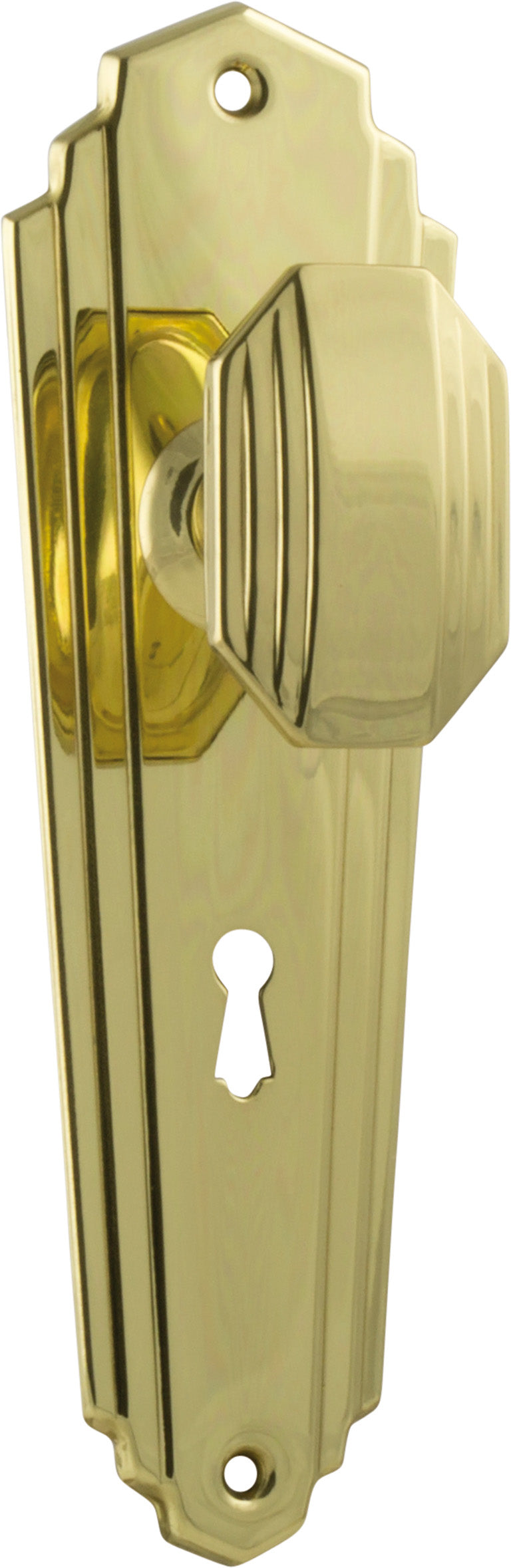 Door Knob Elwood Art Deco Lock Pair Polished Brass H203xW63xP47mm