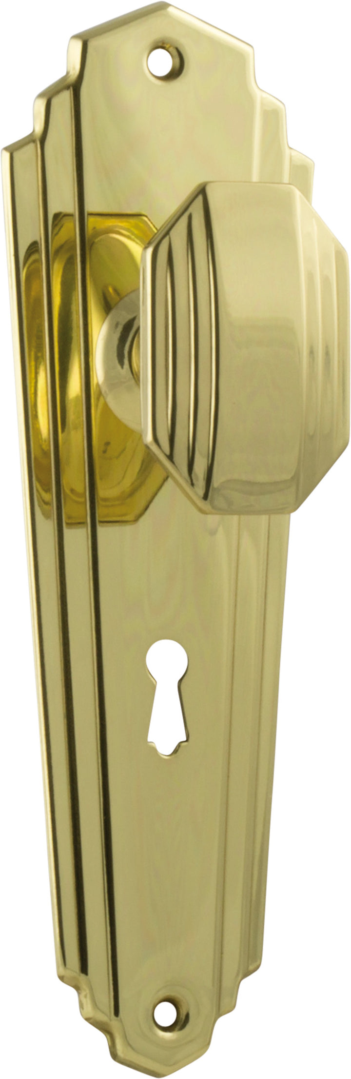 Door Knob Elwood Art Deco Lock Pair Polished Brass H203xW63xP47mm
