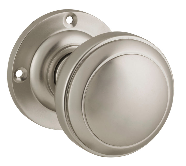 Door Knob Milton Round Rose Pair Satin Nickel D54xP65mm BP57mm