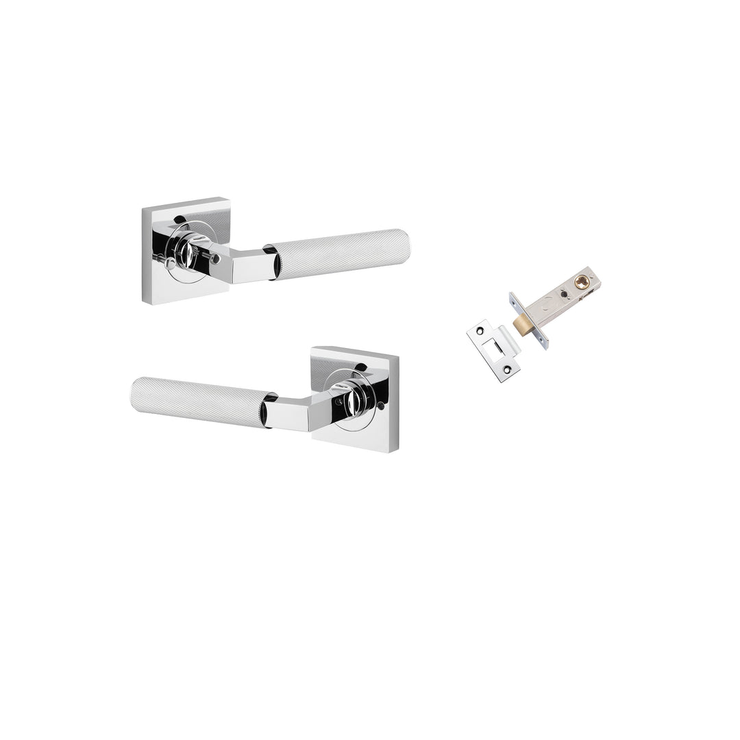Brunswick Lever - Square Rose Privacy Kit (Inbuilt Privacy) Polished Chrome