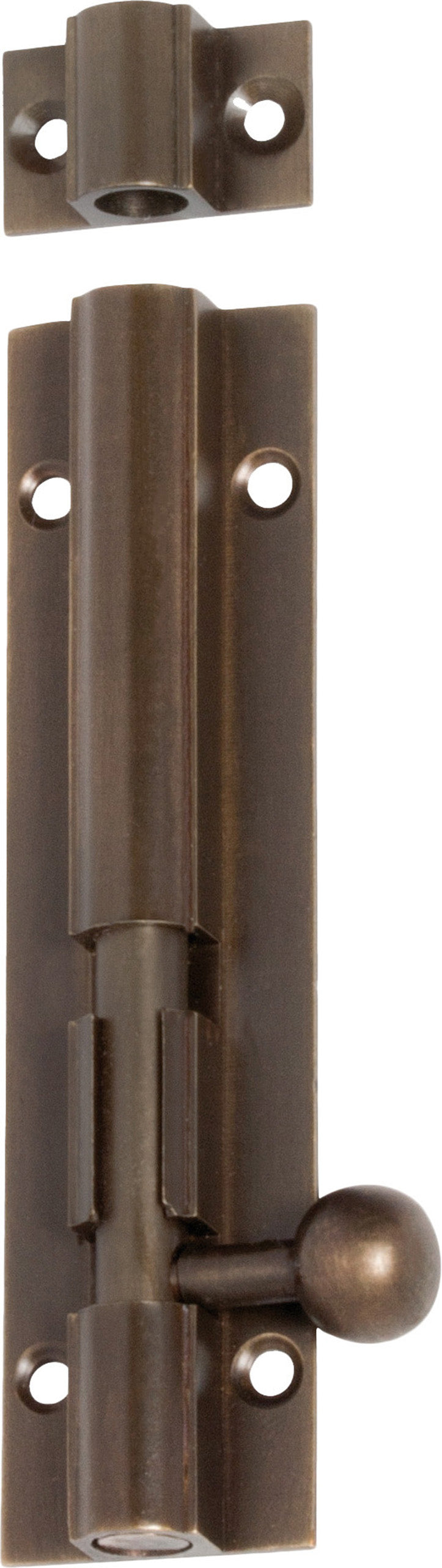 Barrel Bolt Antique Brass L100xW25mm Bolt 7.5mm