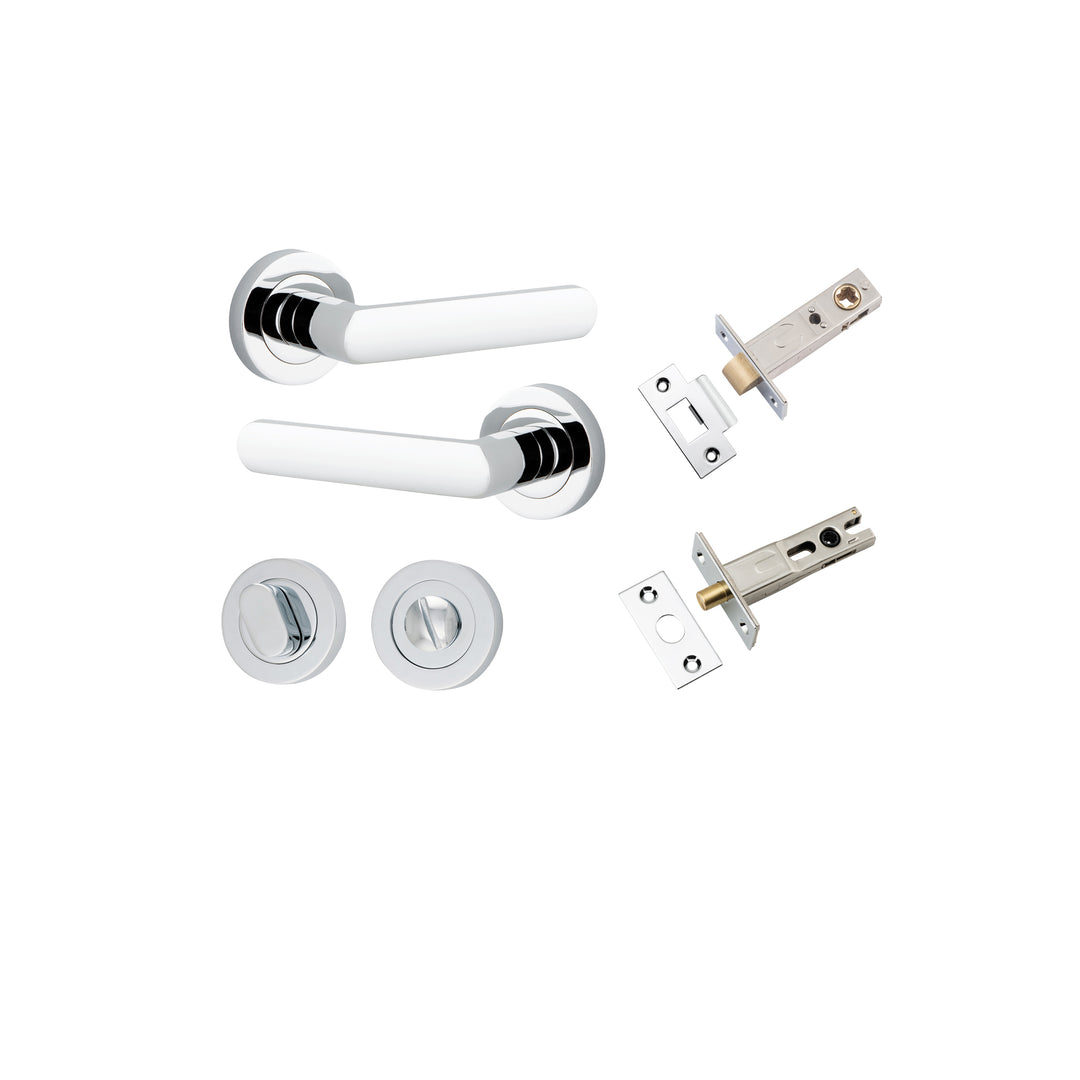 Osaka Lever - Round Rose Privacy Kit with Separate Privacy Turn Polished Chrome