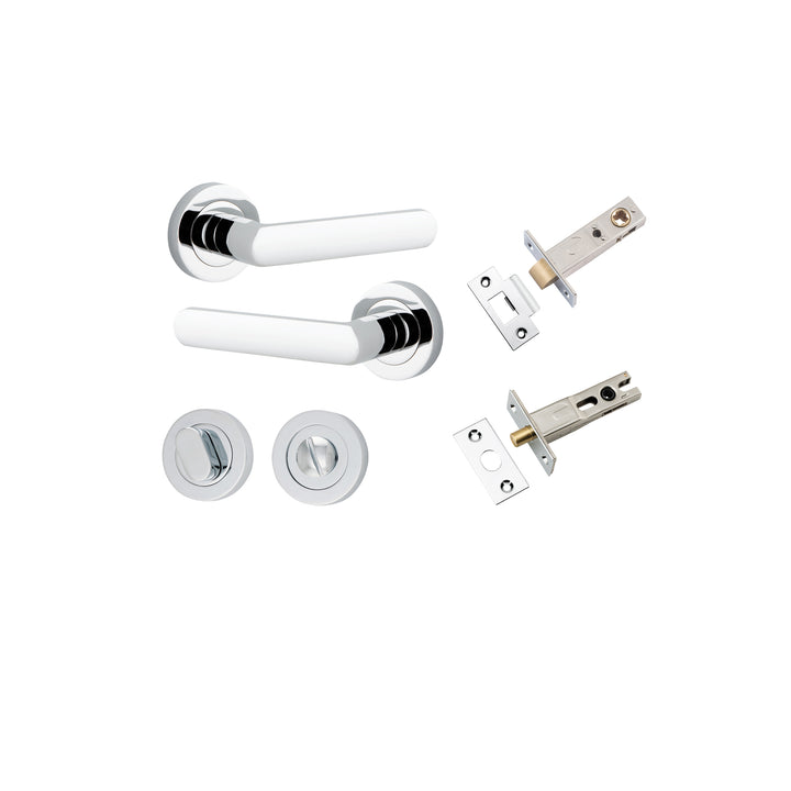 Osaka Lever - Round Rose Privacy Kit with Separate Privacy Turn Polished Chrome