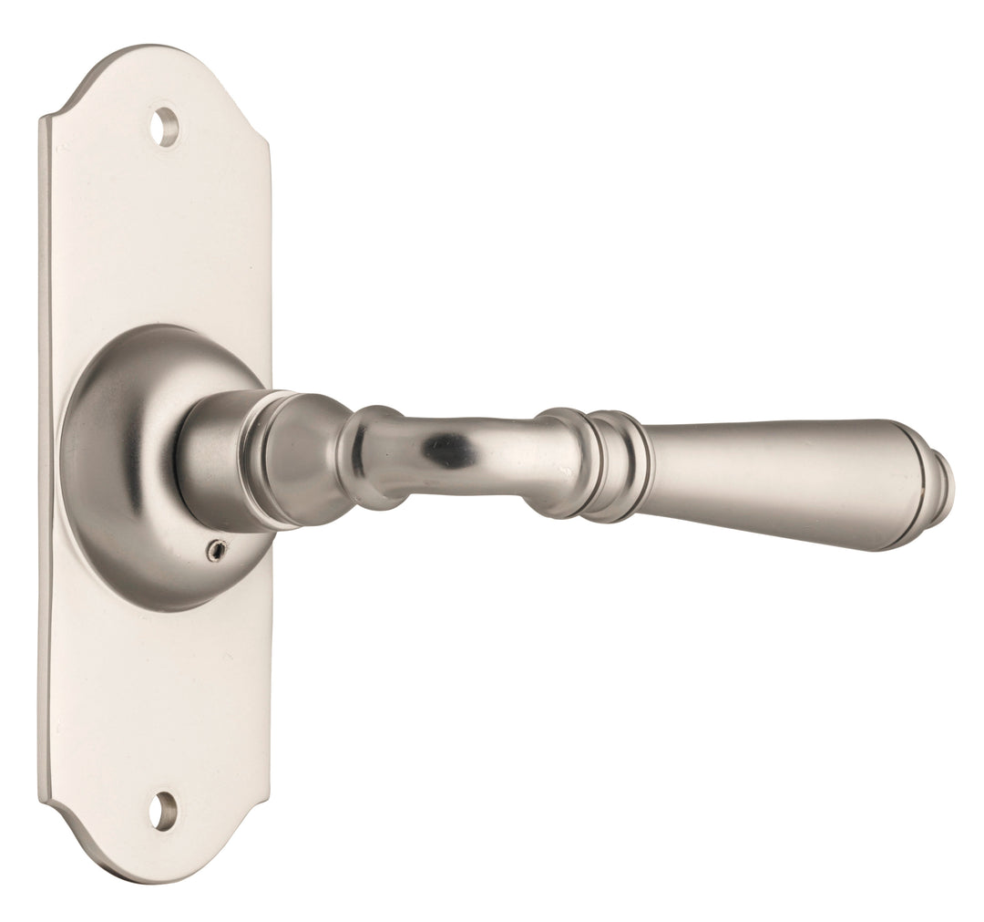 Door Lever Reims Latch Pair Satin Nickel H110xW43xP65mm