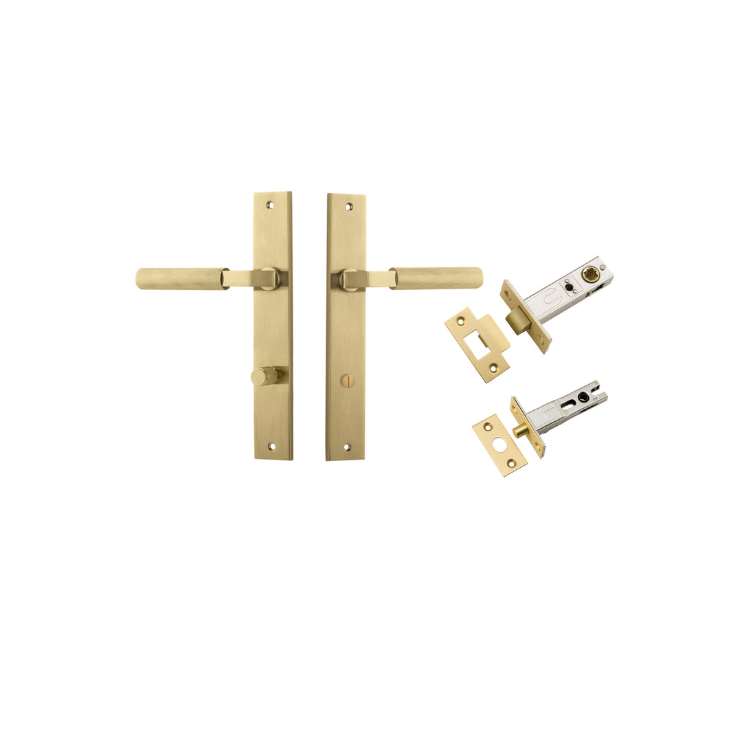 Brunswick Lever - Rectangular Backplate Privacy Kit Brushed Gold PVD