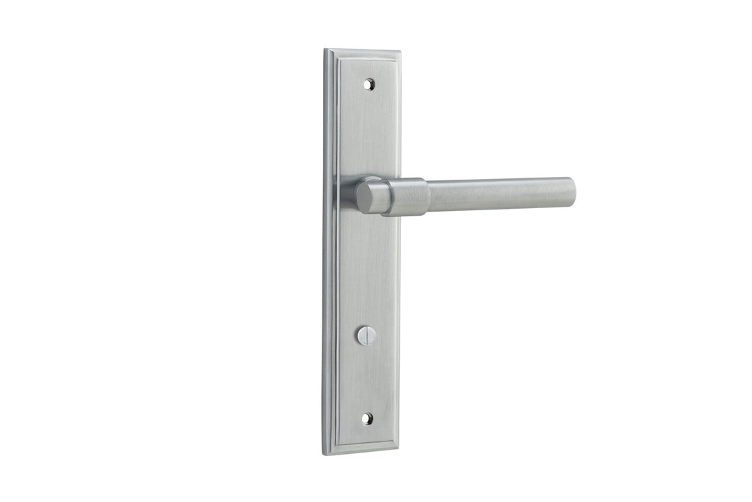 Helsinki Lever - Stepped Backplate Brushed Chrome