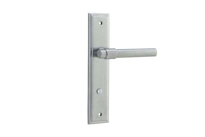Helsinki Lever - Stepped Backplate Brushed Chrome