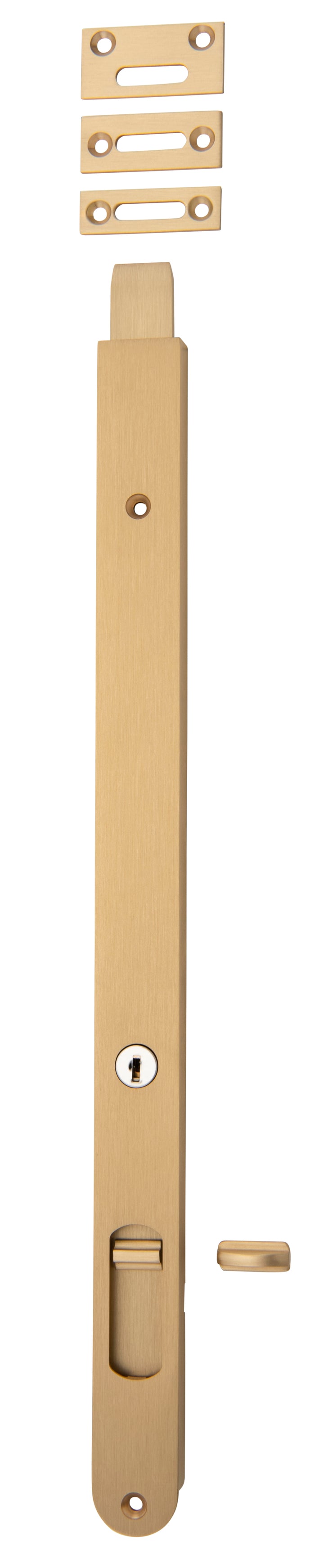 Locking Flush Bolt - 400mm Brushed Brass