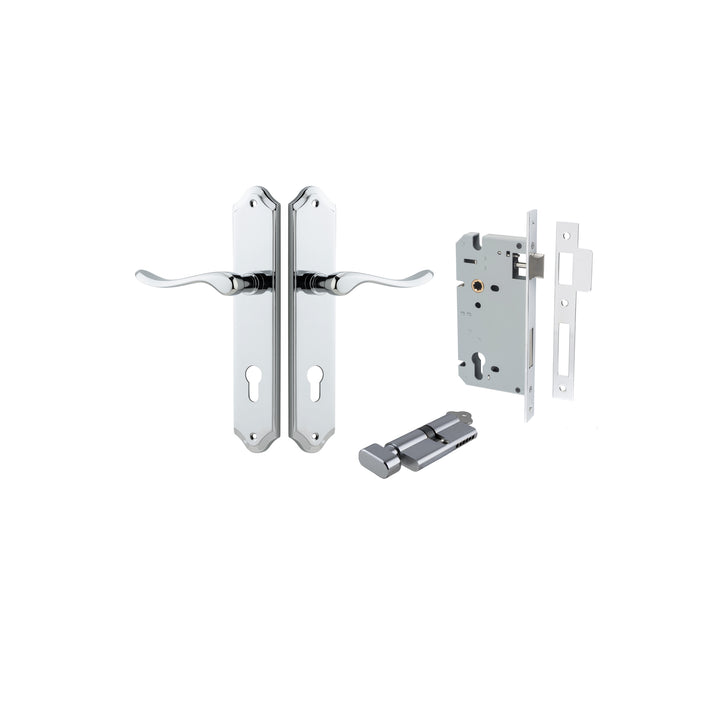 Stirling Lever - Shouldered Backplate Entrance Kit with High Security Lock Polished Chrome