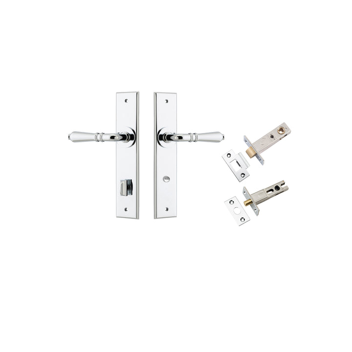 Sarlat Lever - Chamfered Backplate Privacy Kit with Privacy Turn Polished Chrome